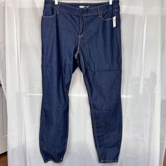 NWT Old Navy super skinny mid rise dark wash stretch jean sz 20 plus long - Picture 1 of 12